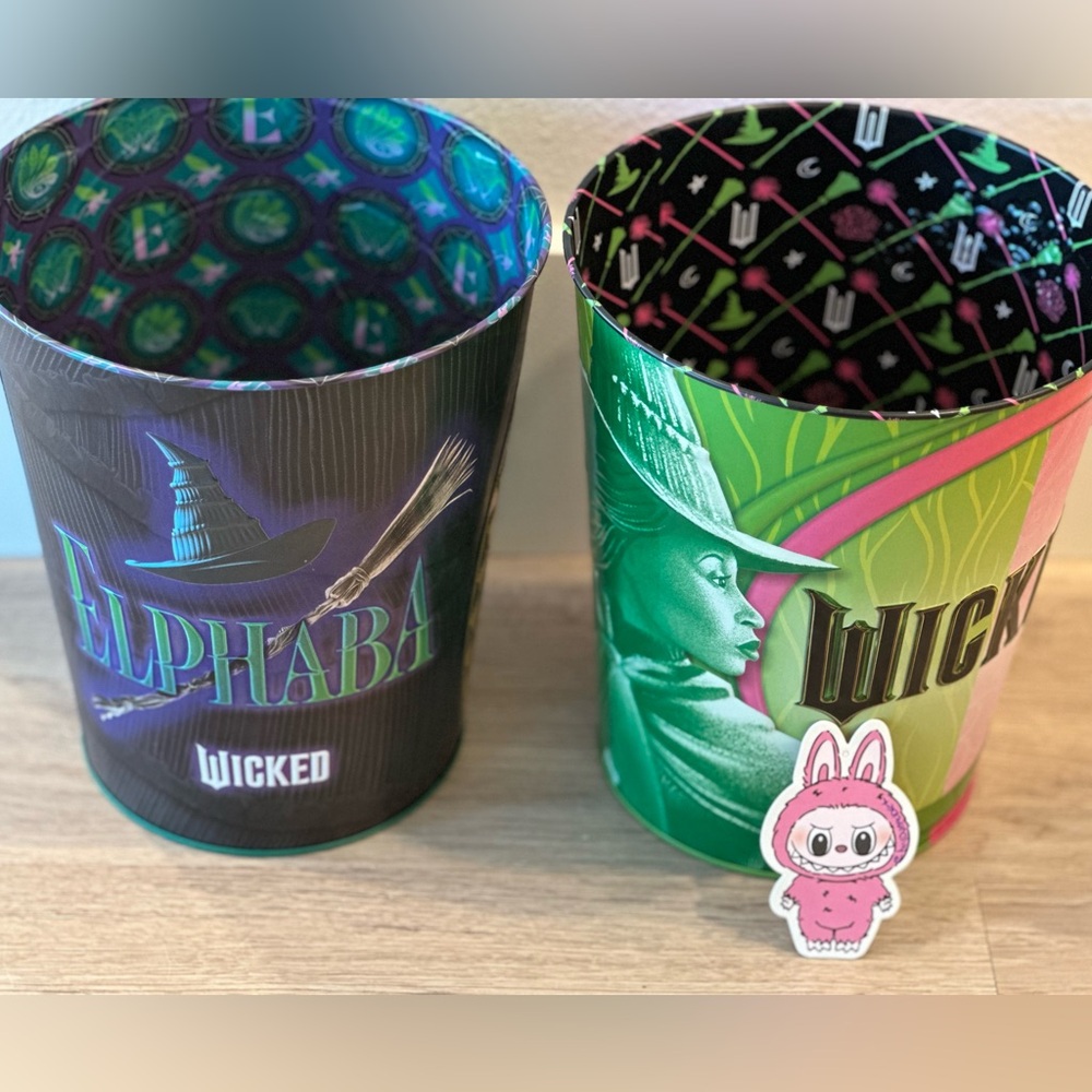 Cinemark Exclusive Wicked Movie Popcorn Bucket Tins Set Glinda Elphaba